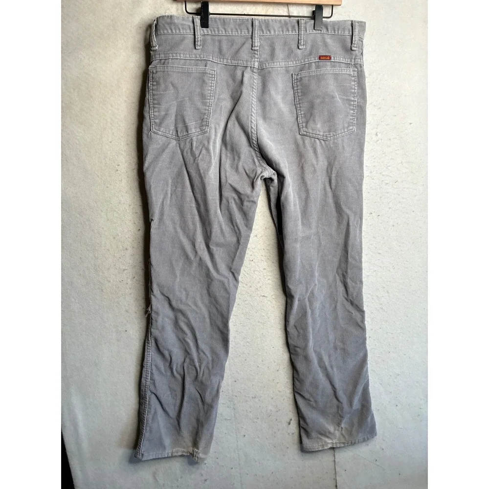 Vintage Rustler Mens Corduroy Pants Gray Regular Fit 89661SM USA Made 38x32